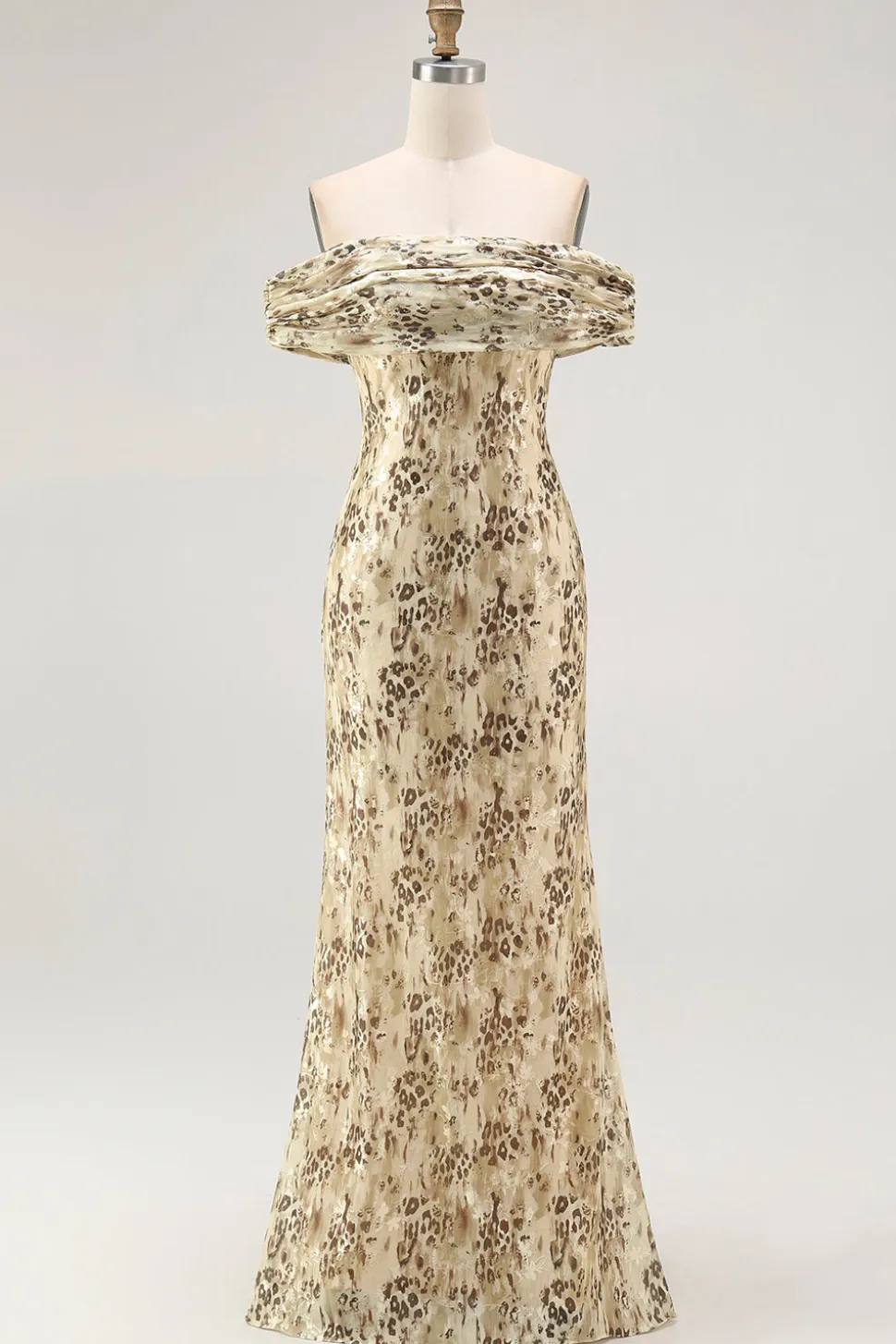 Bainha de flor de champanhe fora do ombro vestido de casamento convidado