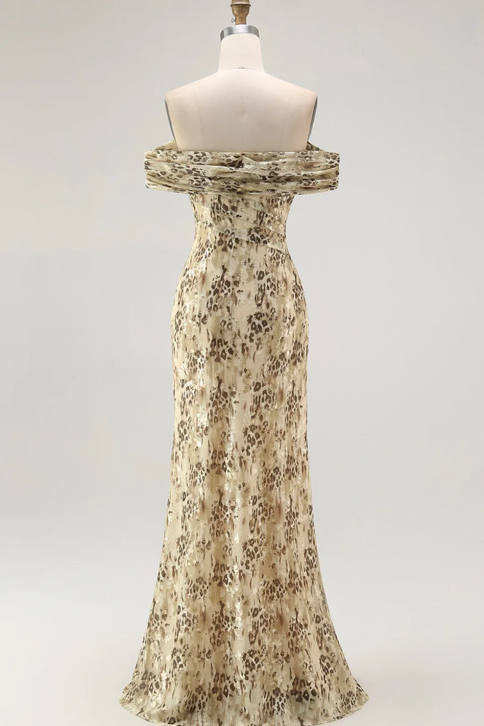 Bainha de flor de champanhe fora do ombro vestido de casamento convidado