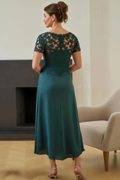 Bainha de Pinheiro Ruched V-Neck Mãe do Vestido da Noiva com Fenda