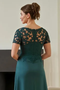 Bainha de Pinheiro Ruched V-Neck Mãe do Vestido da Noiva com Fenda