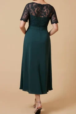 Bainha de pinho V-Neck manga curta mãe do vestido de noiva com renda