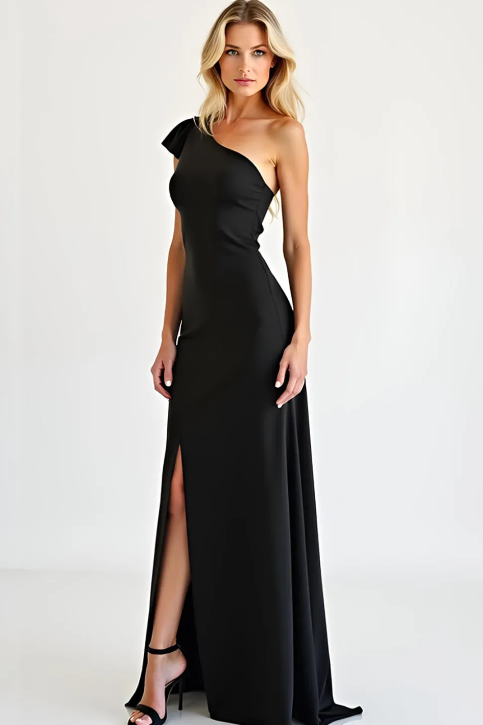 Bainha elegante preto Chiffon longo vestido de baile com fenda