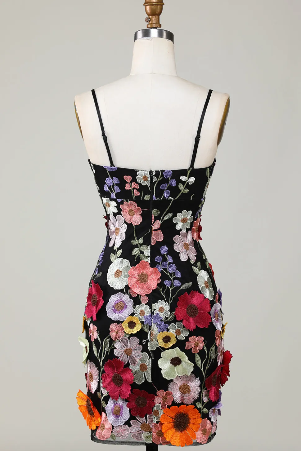 Bainha Espaghetti Correias Blush Homecoming Dress com flores 3D