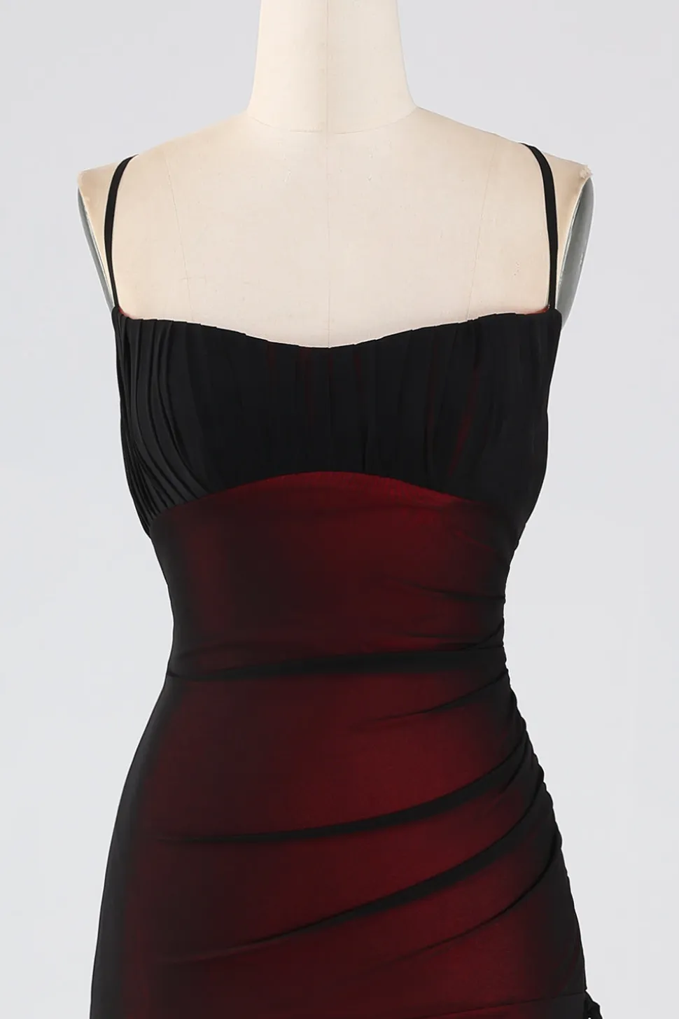 Bainha Espaguete Correias Preto Vermelho Andar Comprimento Vestido Madrinha