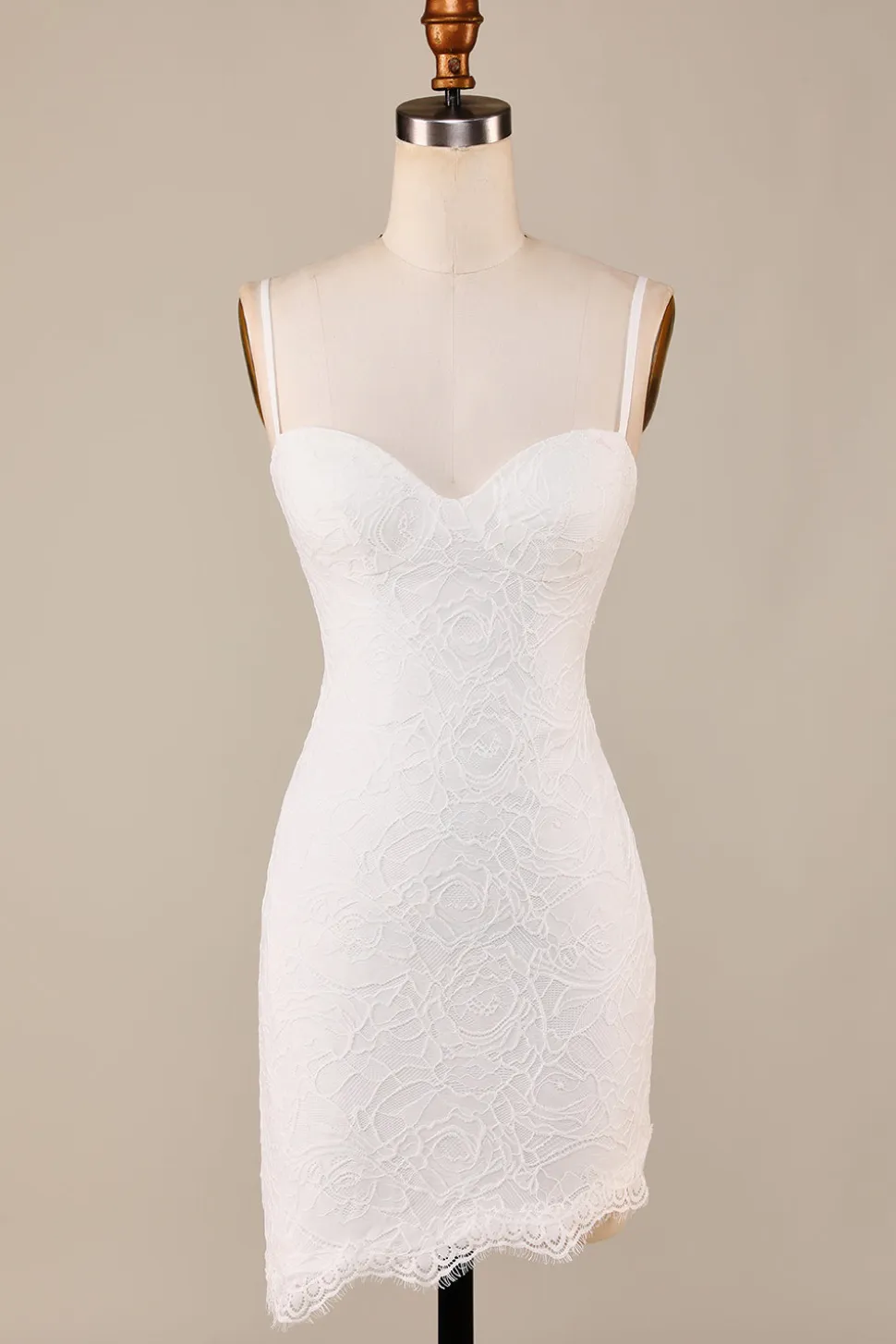 Bainha Esparguete Alças Marfim Laço Assimétrico Destacável Trem Boho Vestido de Noiva