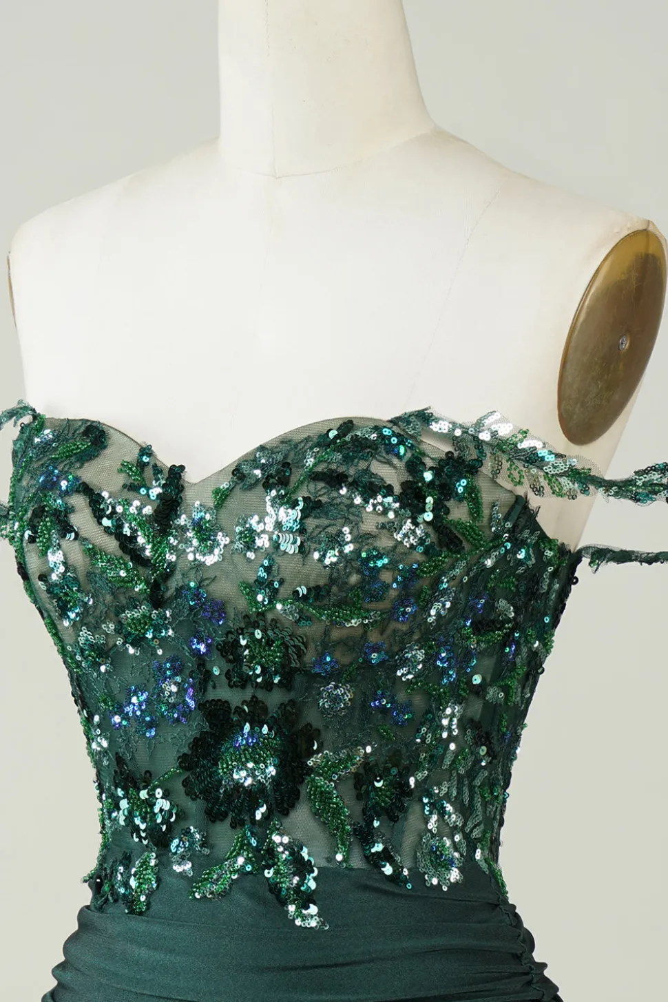 Bainha Única Fora do Ombro Verde Escuro Vestido Curto Homecoming com Apliques