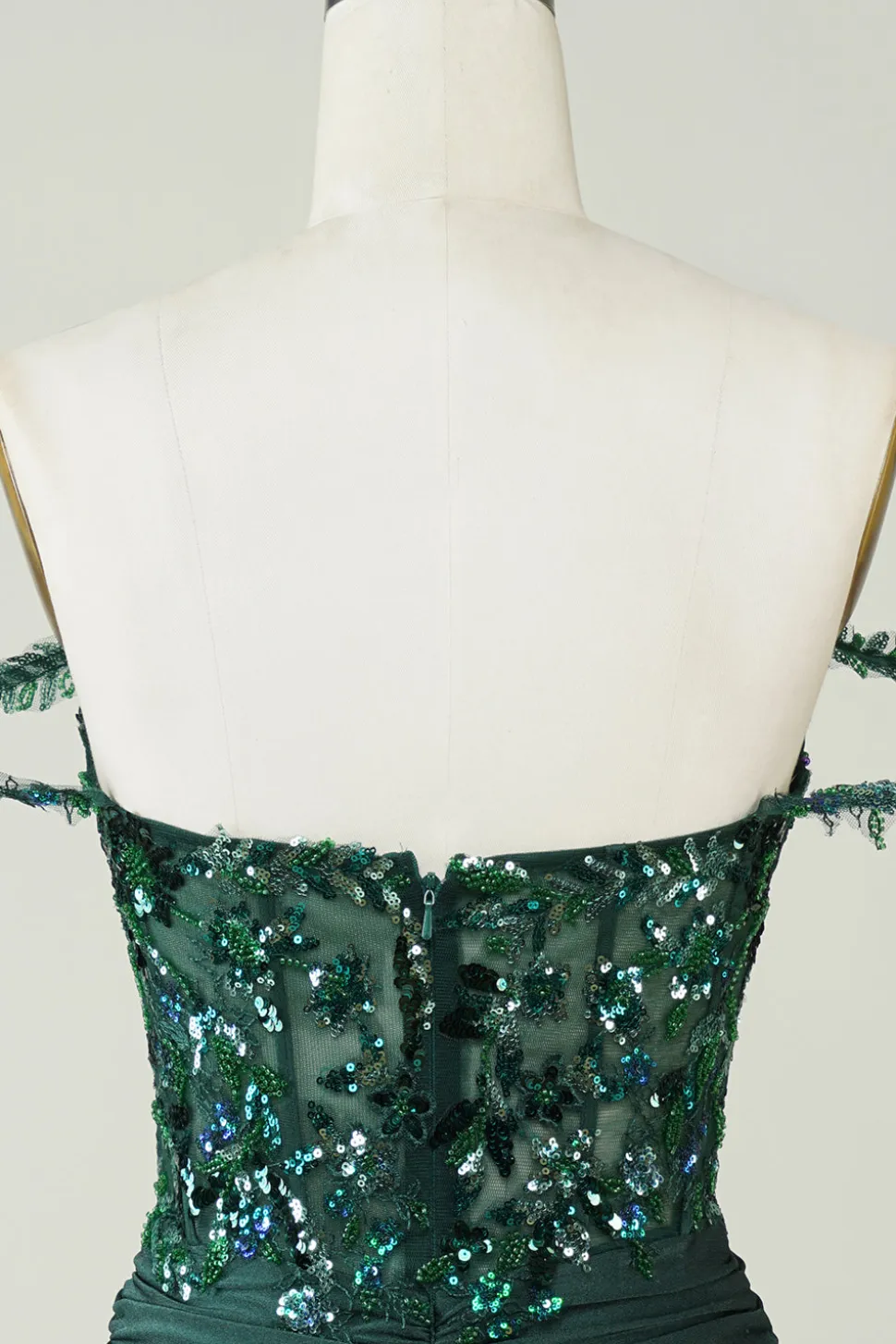 Bainha Única Fora do Ombro Verde Escuro Vestido Curto Homecoming com Apliques