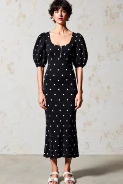 Bainha preta Polka Dot Vestido de Noiva Convidado