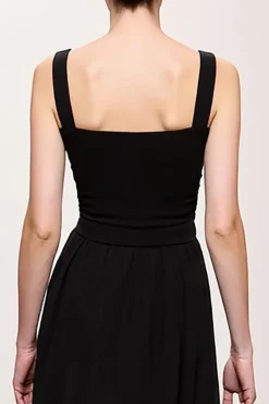 Bainha preta Ruched Correias Vestido de Noite Longo