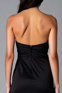 Bainha preta simples Halter longo vestido formal com fenda