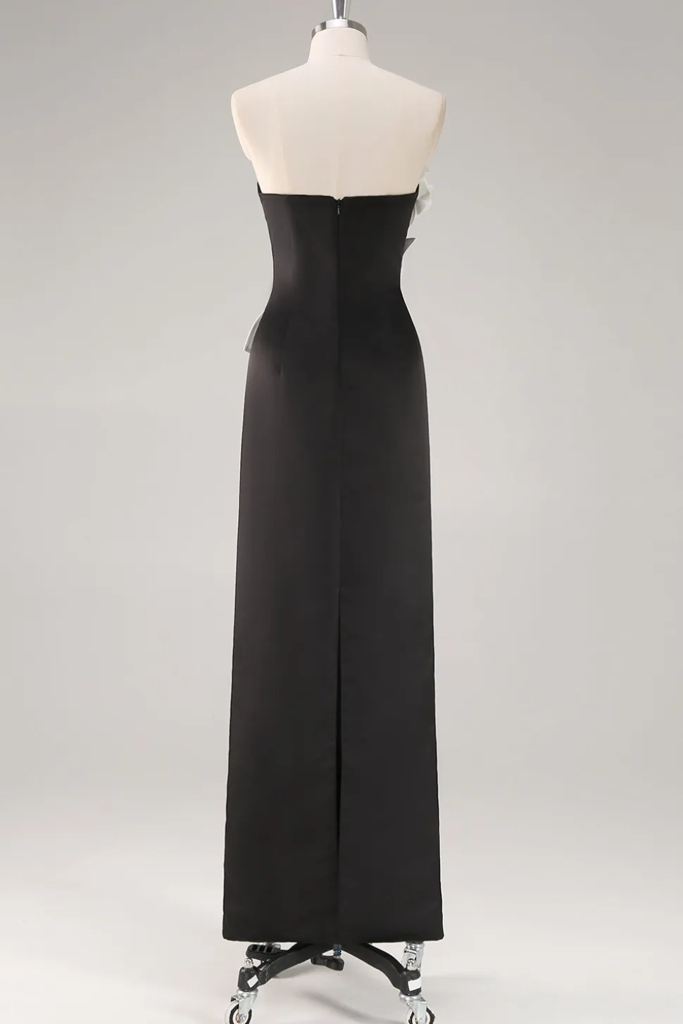Bainha Preto Sem Alças Longo Floral Vestidos Cerimónia