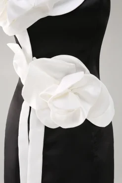 Bainha Preto Sem Alças Longo Floral Vestidos Cerimónia