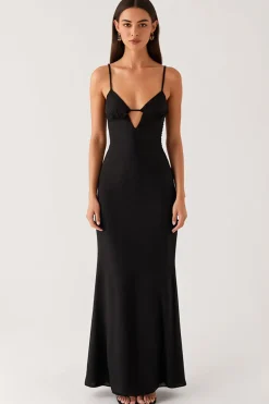 Bainha Recortada Esparguete Alças Vestido Black Tie