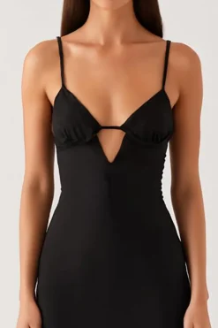 Bainha Recortada Esparguete Alças Vestido Black Tie