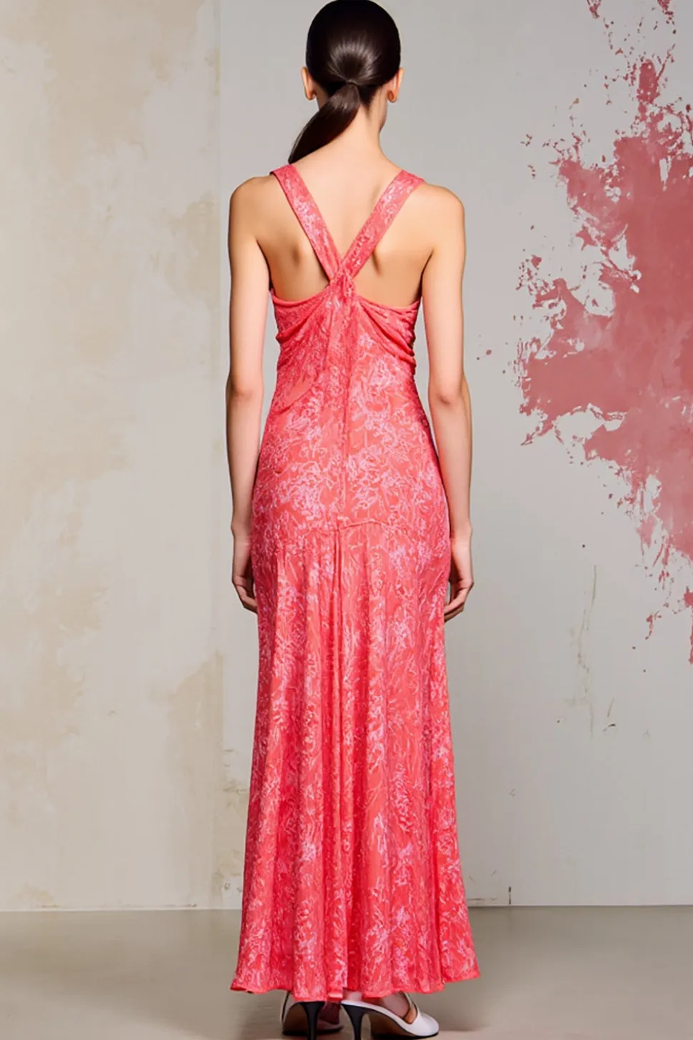 Bainha rosa Ruched Long Wedding Guest Dress