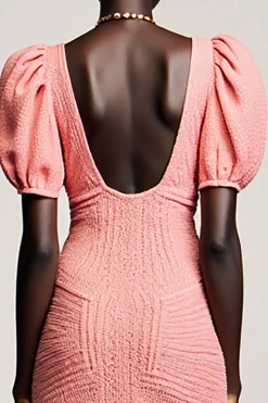 Bainha Rosa Ruched Longos Vestido Para Casamento Convidada