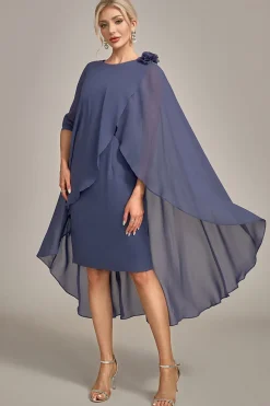 Bainha Scoop frisado até o joelho Chiffon mãe do vestido da noiva