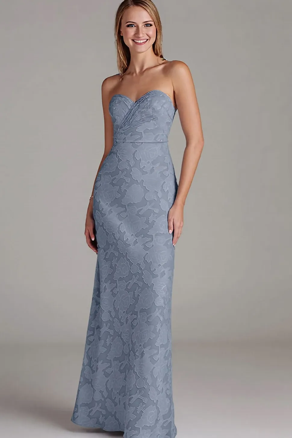 Bainha sem alças Dusty Blue Long Vestido de dama de honra