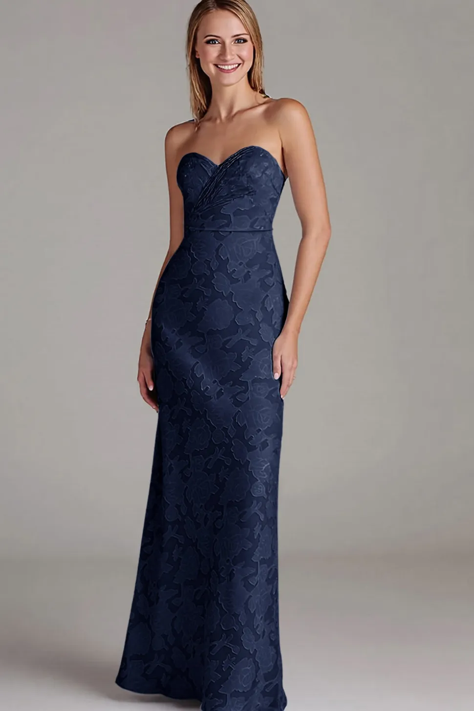 Bainha sem alças Dusty Blue Long Vestido de dama de honra