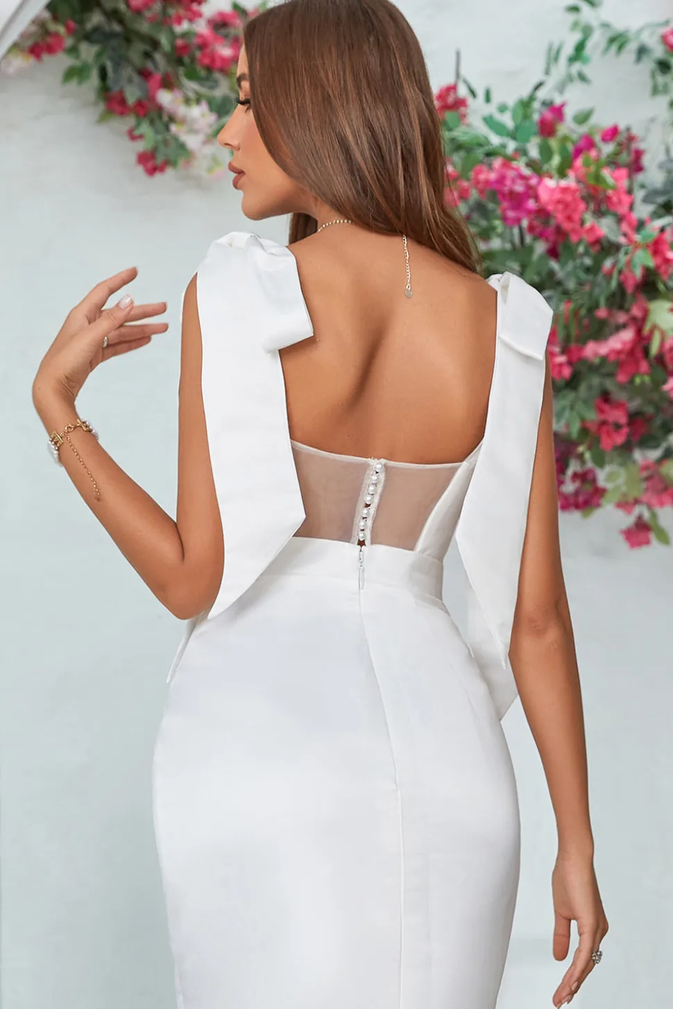 Bainha simples marfim tornozelo-comprimento vestido de noiva