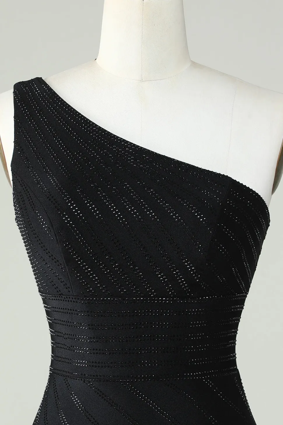 Bainha Um Ombro Preto Vestido Curto Homecoming com Missangas
