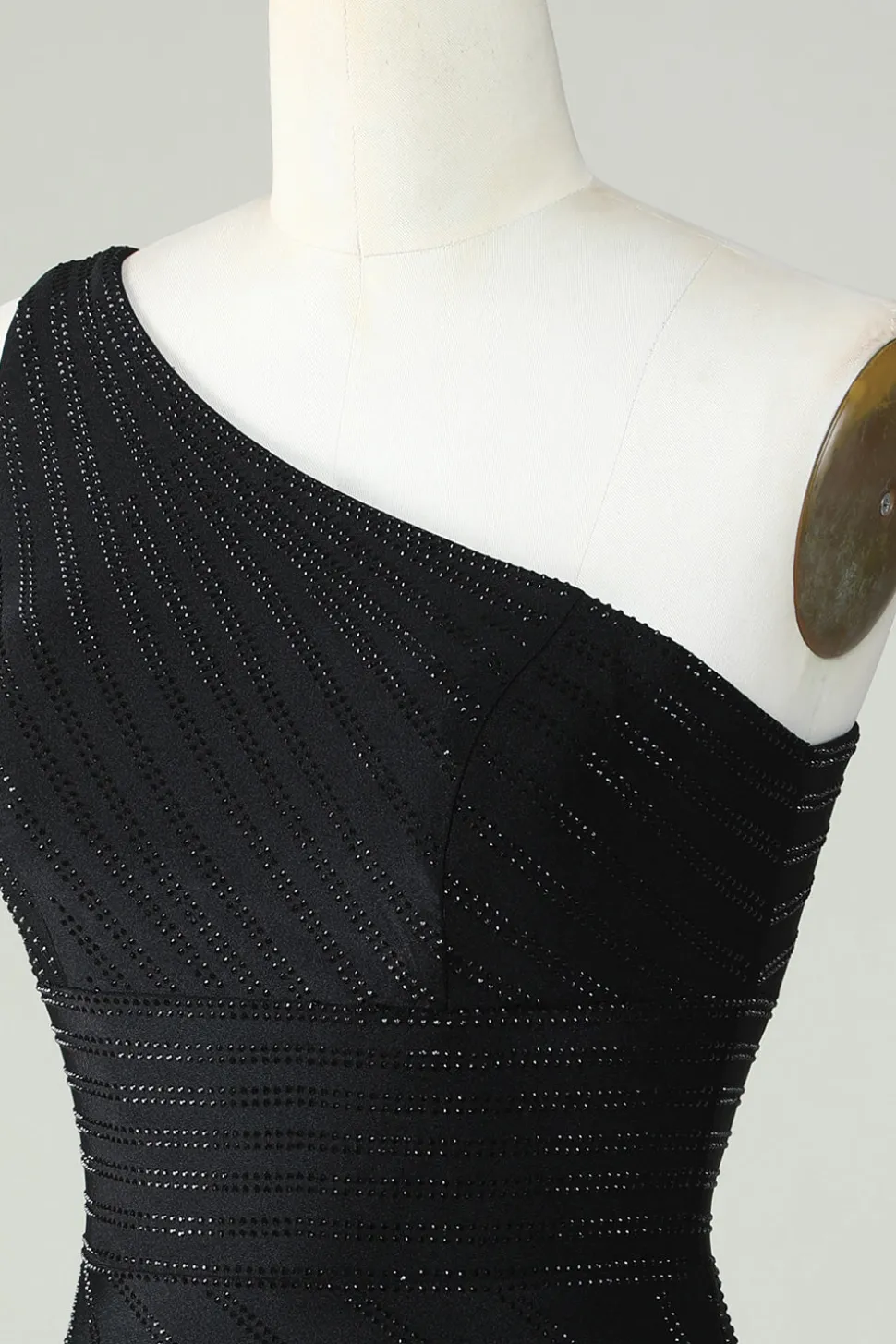 Bainha Um Ombro Preto Vestido Curto Homecoming com Missangas