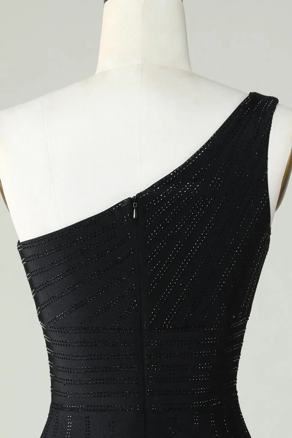 Bainha Um Ombro Preto Vestido Curto Homecoming com Missangas