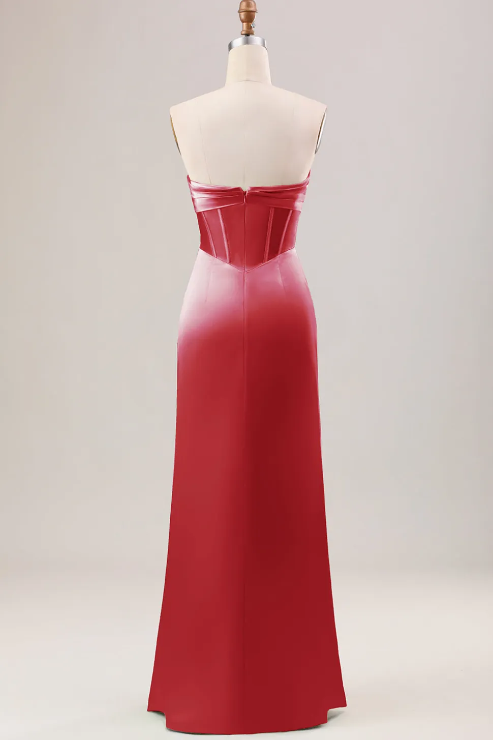 Bainha Verde Corset Strapless vestido longo da dama de honra com fenda