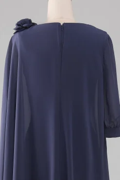 Bainha/Coluna Scoop Frisado Joelho-Comprimento Chiffon Mãe do Vestido da Noiva