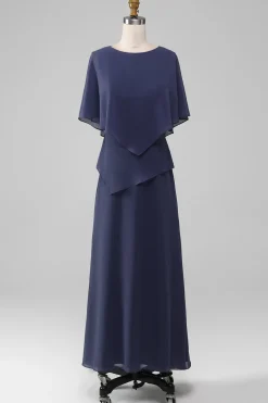 Bainha/Coluna Scoop Tea-Length Stormy Chiffon Mãe do Vestido da Noiva