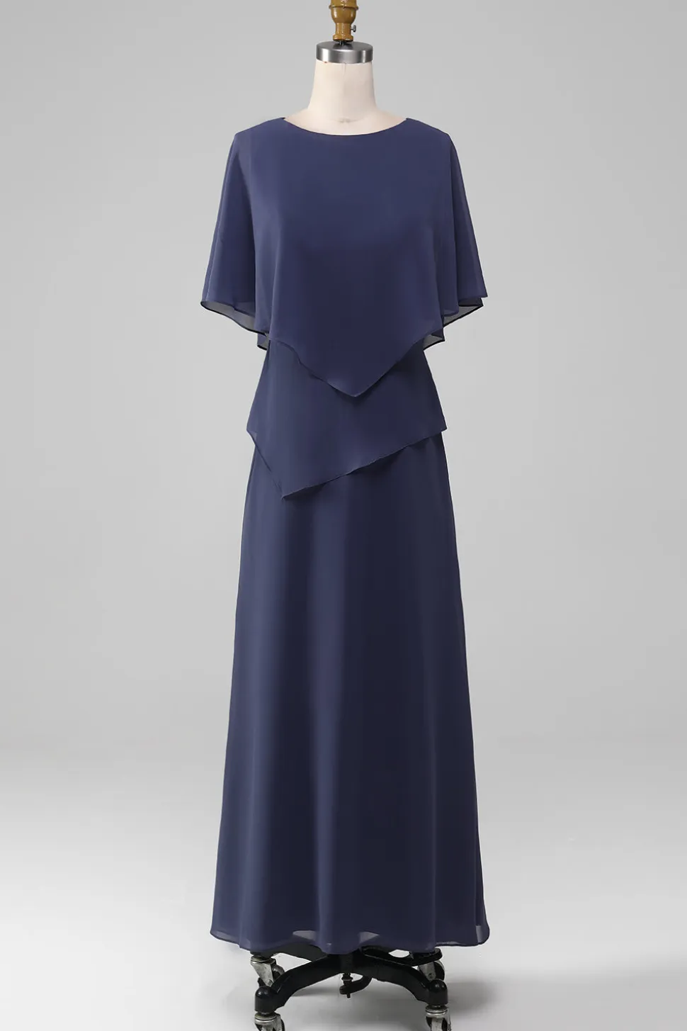 Bainha/Coluna Scoop Tea-Length Stormy Chiffon Mãe do Vestido da Noiva