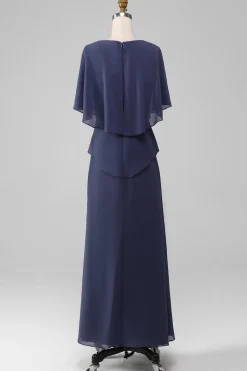Bainha/Coluna Scoop Tea-Length Stormy Chiffon Mãe do Vestido da Noiva