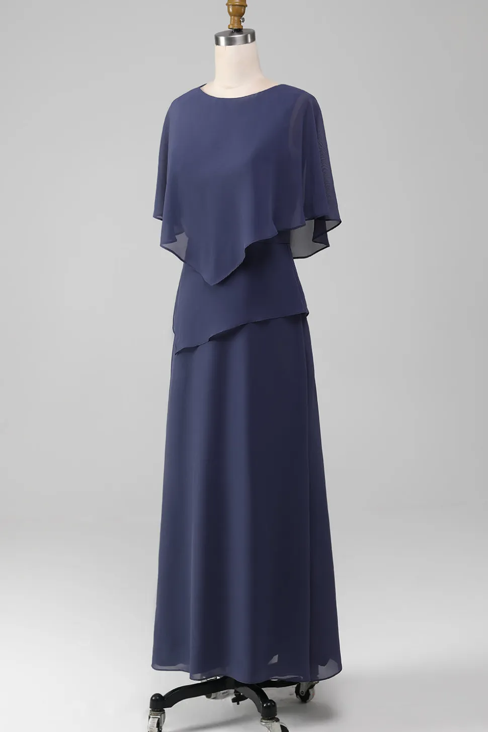 Bainha/Coluna Scoop Tea-Length Stormy Chiffon Mãe do Vestido da Noiva
