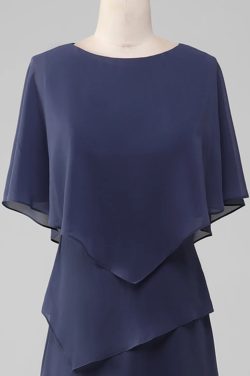 Bainha/Coluna Scoop Tea-Length Stormy Chiffon Mãe do Vestido da Noiva