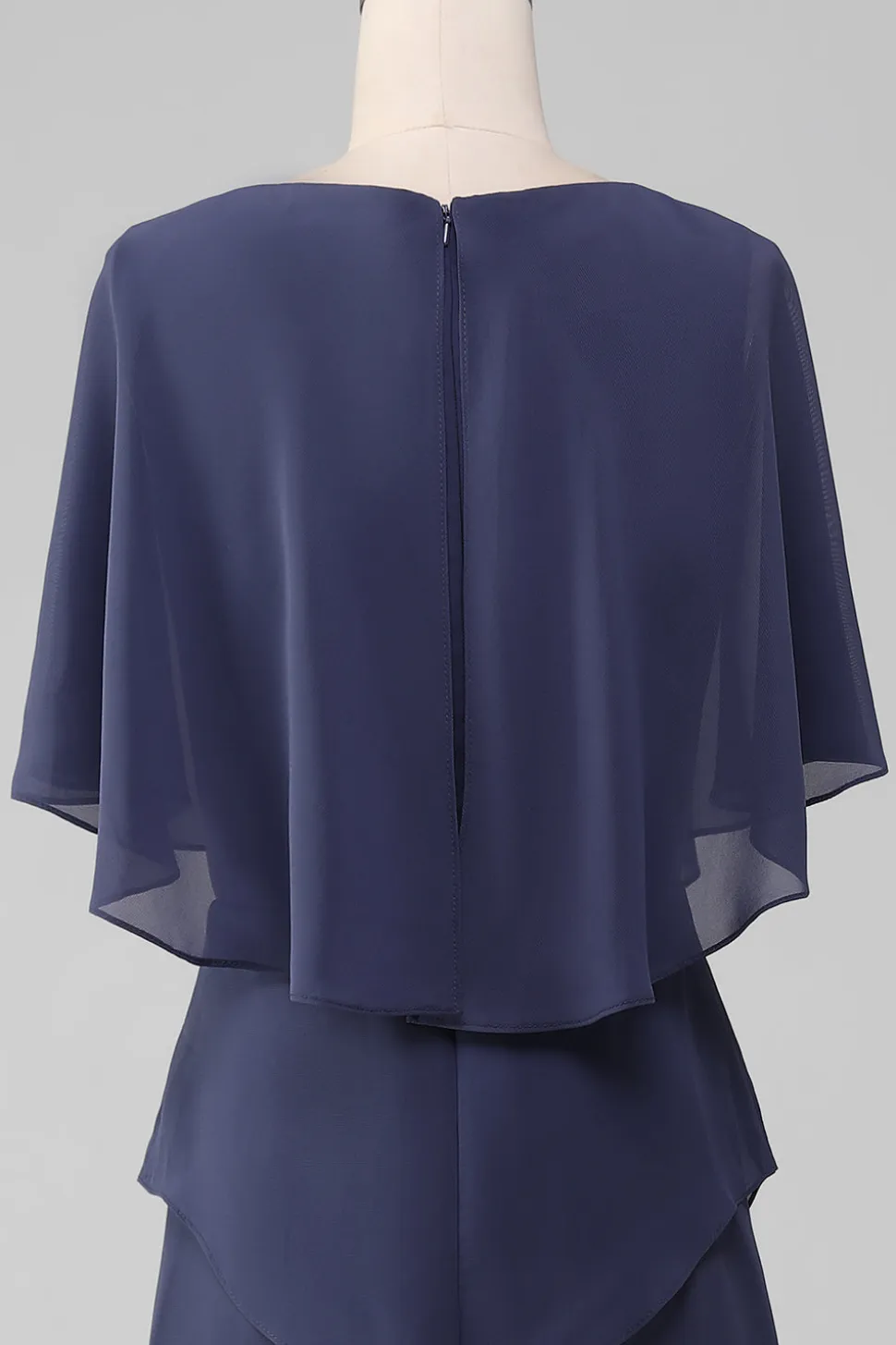 Bainha/Coluna Scoop Tea-Length Stormy Chiffon Mãe do Vestido da Noiva