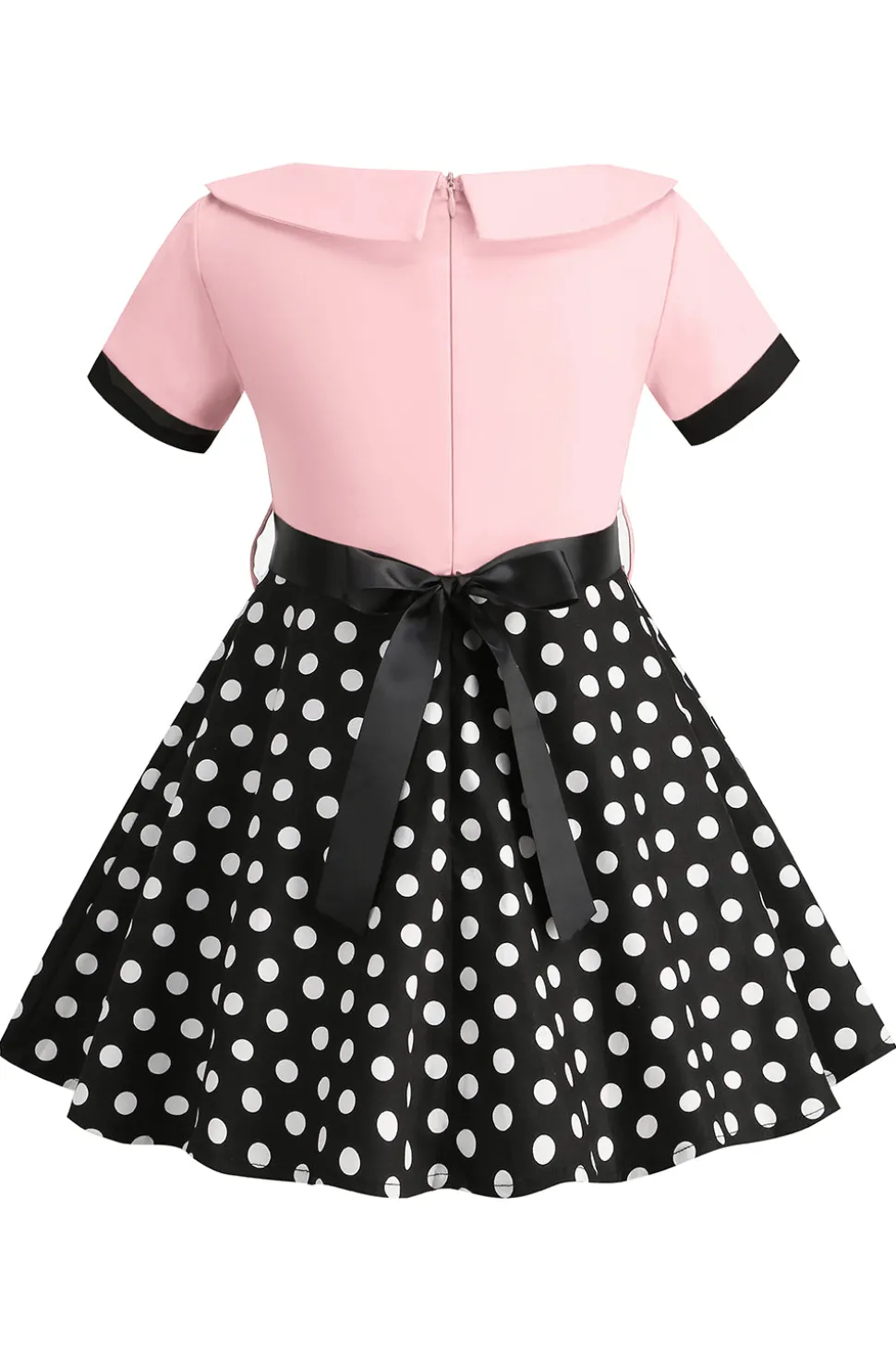 Bateau Pescoço Polka Dots Branco Vintage Vestidos De Menina