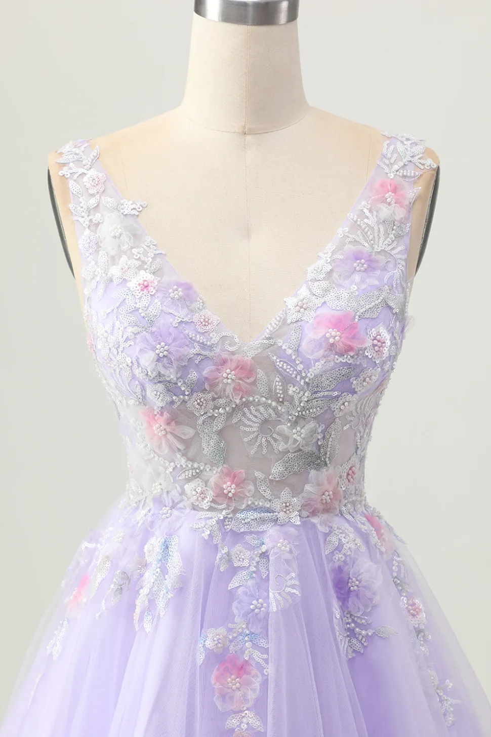 Beaded A Line Sequins Appliqued Lilac Short Homecoming Dress