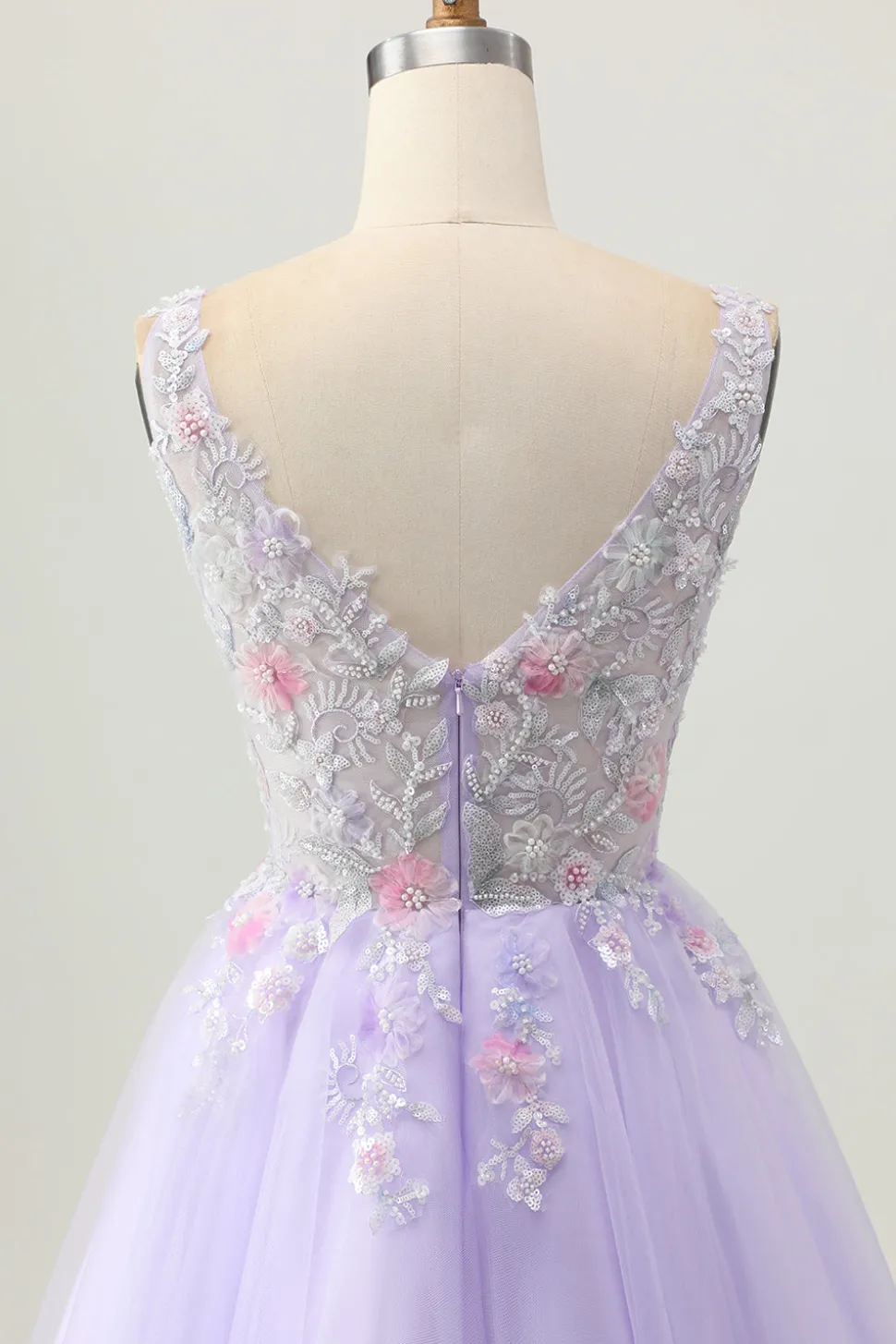 Beaded A Line Sequins Appliqued Lilac Short Homecoming Dress