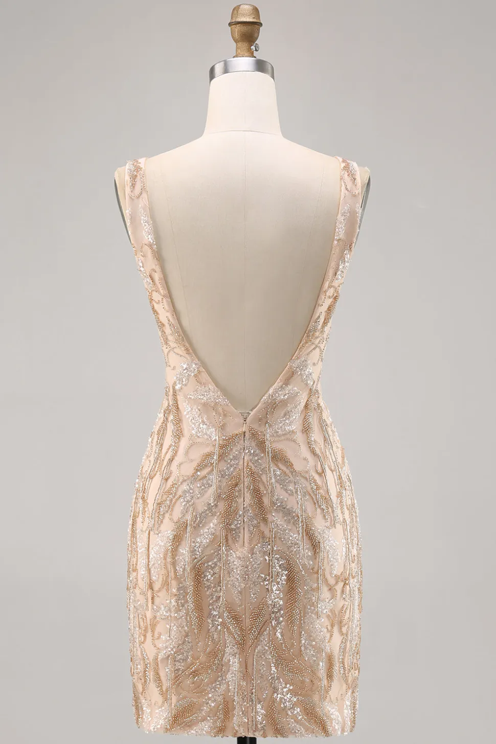 Beaded Champagne Bodycon Homecoming Vestido com Sequins