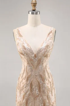 Beaded Champagne Bodycon Homecoming Vestido com Sequins
