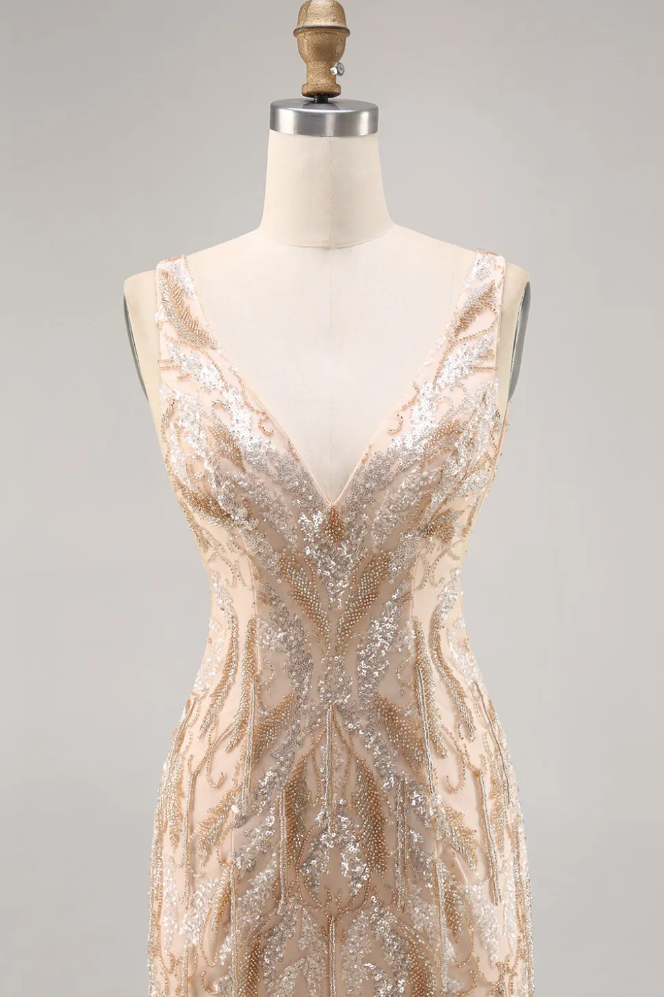 Beaded Champagne Bodycon Homecoming Vestido com Sequins