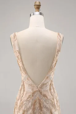 Beaded Champagne Bodycon Homecoming Vestido com Sequins