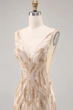 Beaded Champagne Bodycon Homecoming Vestido com Sequins