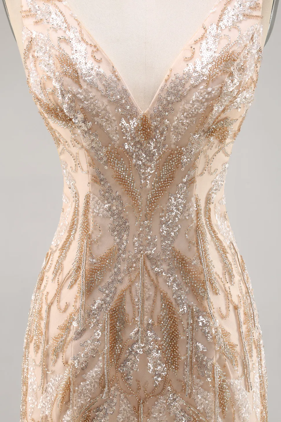 Beaded Champagne Bodycon Homecoming Vestido com Sequins