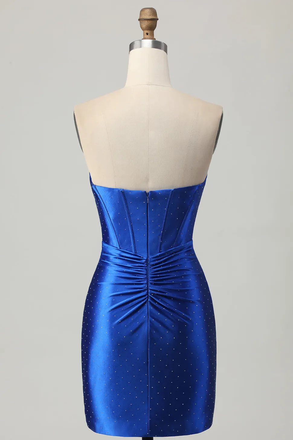 Beaded Tight Royal Blue Strapless Homecoming Dress com fenda