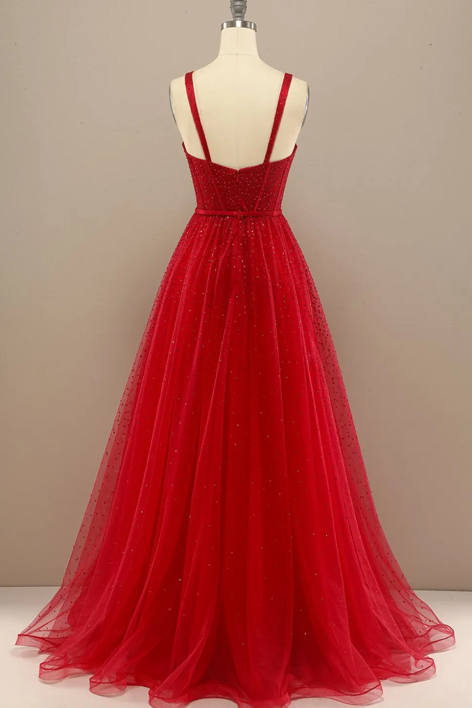 Bela Querida Vermelho Baile Vestido Com Beading