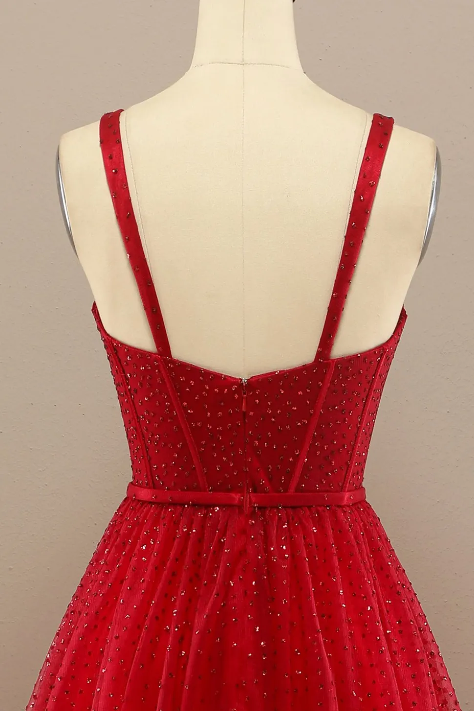 Bela Querida Vermelho Baile Vestido Com Beading