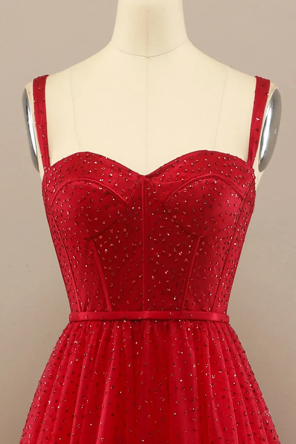 Bela Querida Vermelho Baile Vestido Com Beading