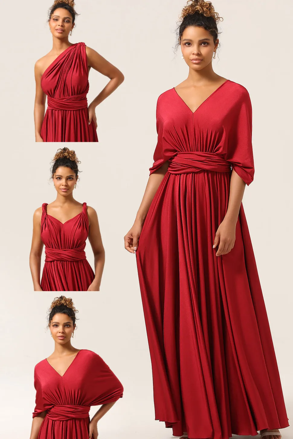 Beleza A-Line Halter Neck Borgonha vestido longo dama de honra com Criss Cross Back