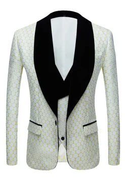 Biege Jacquard 2 Peças Fato Masculino